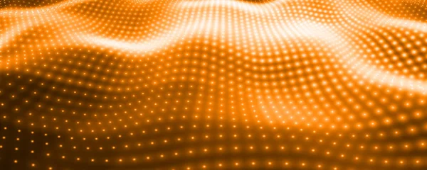 Абстрактный Векторный Фон Оранжевыми Неоновыми Огнями Образующими Волнистую Поверхность Поток — стоковый вектор