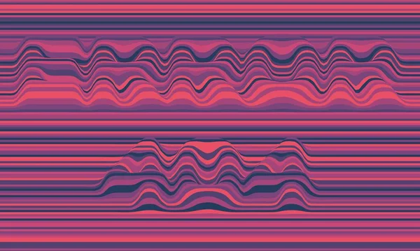 错误404 矢量条纹背景 摘要彩色波 声波振荡 奇怪的卷曲线条 优雅的波浪状纹理 表面畸变色彩斑斓的紫色背景 — 图库矢量图片