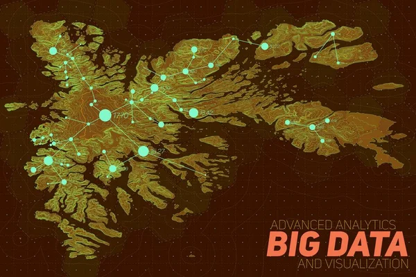 Visualização Big Data Terreno Infográfico Mapa Futurista Visualização Gráfica Dados —  Vetores de Stock