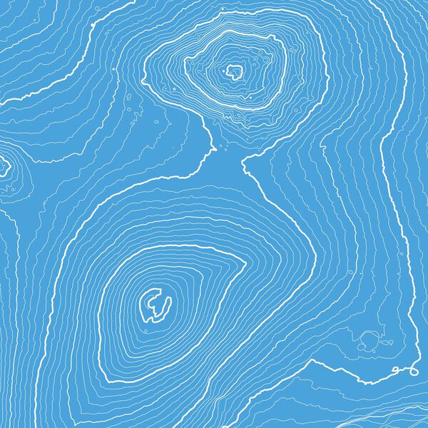 Vector abstract blue earth relief map. Generated conceptual elevation map. Isolines of landscape surface elevation. Geographic map conceptual design. Elegant background for presentations.