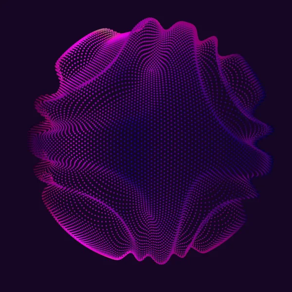 Vector Abstracto Esfera Malla Violeta Sobre Fondo Oscuro Tarjeta Estilo — Archivo Imágenes Vectoriales