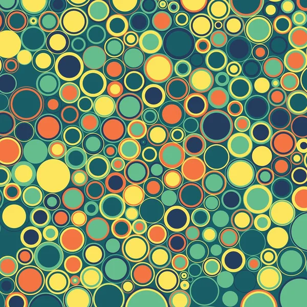 色彩斑斓的圆形几何背景 矢量回溯图解 Polka点背景随机大小的圆点组合在一起 — 图库矢量图片