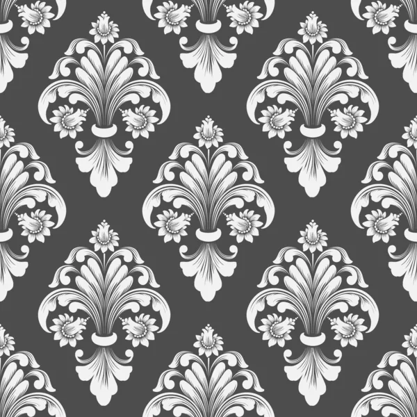 Vector Damassé Fond Motif Sans Couture Ornement Damassé Classique Luxe — Image vectorielle