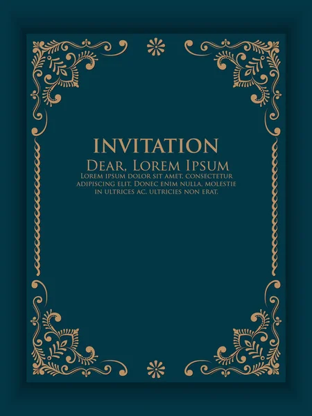 Vector Invitation Cards Ethnic Arabesque Elements Arabesque Style Design Elegant — Stock Vector