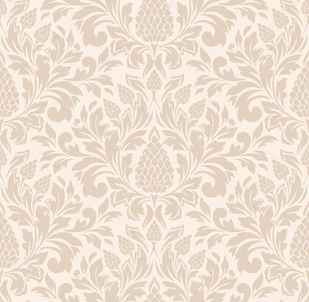 Vector damask seamless pattern element. Classical luxury old fashioned damask ornament, royal victorian seamless texture for wallpapers, textile, wrapping. Exquisite floral baroque template.