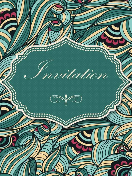 Wedding Invitation Announcement Card Floral Background Artwork Elegant Ornate Floral — Stock Vector