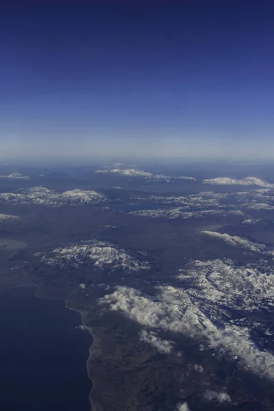 Montanhas Inverno Pela Janela Avião Turco Montanhas Paisagem Vista Aérea — Fotografia de Stock