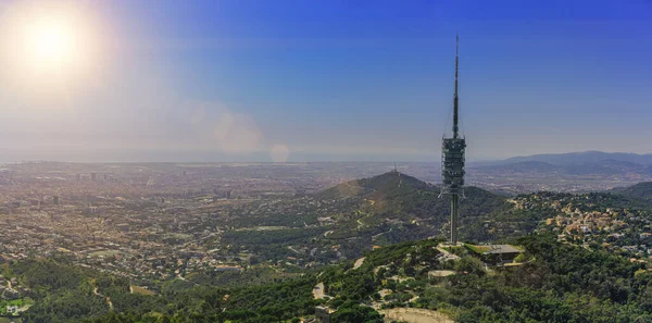 Beautiful View City Barcelona Height Mount Tibidabo Beautiful Sunny Day — Stock Photo, Image