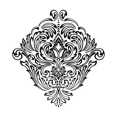 Vektör damaske elementi. İzole edilmiş, merkezi iltihaplanma. Klasik lüks eski moda İspanyol süsü, duvar kağıtları, tekstil, ambalaj....