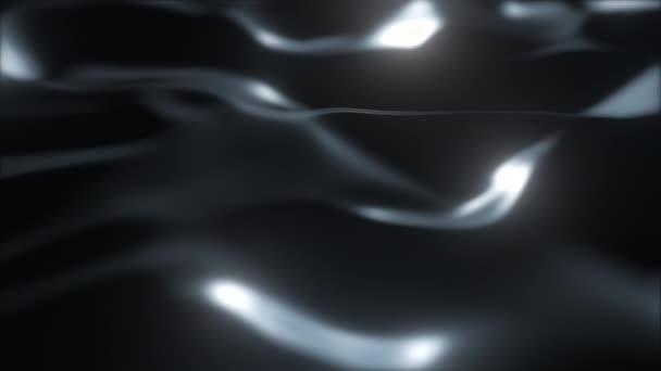 Mörk yta med reflektioner. Smidig minimal svarta vågor bakgrund. Suddig silke vågor animation loop. Minimala mjuka gråskaliga ringar flödar. 4k UHD — Stockvideo