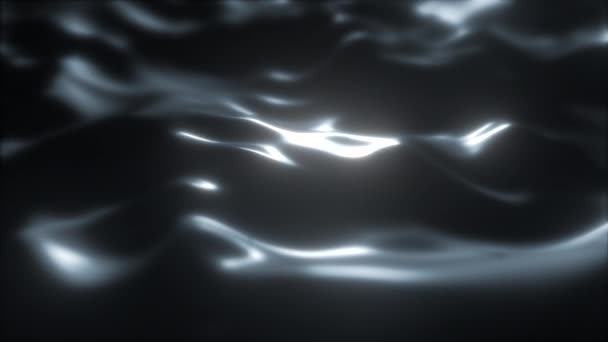 Superficie oscura con reflejos. Fondo de ondas negras mínimas lisas. Lazo de animación de ondas de seda borrosa. Flujo mínimo de ondas de escala de grises blandas. 4k UHD — Vídeos de Stock