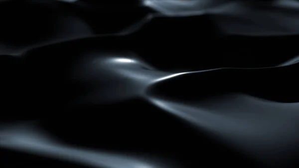 Yansımaları olan karanlık bir yüzey. Pürüzsüz bir kara dalga arka planı. Bulanık ipek dalgalar. Asgari yumuşak gri tonlama dalgalanmaları. — Stok fotoğraf