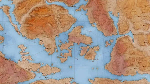 Стародавня абстрактна карта рельєфу Землі з великими даними та зв'язками. Створено концептуальну карту векторного підвищення. Ізоляції фантастичного пейзажу. Географічна карта старовинного дизайну. Елегантна топографія — стоковий вектор