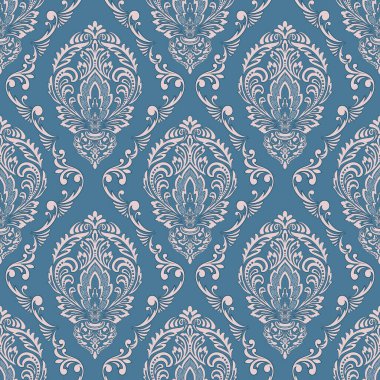Damask 'ın kusursuz bir geçmişi var. Klasik klasik Şam Şam Şam Süsü. Duvar kağıtları, tekstil ve ambalaj için kraliyet Victoria dönemi kusursuz dokusu. Klasik, zarif, çiçekli barok şablonu..