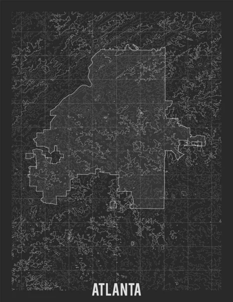 Карта города Атланта. Векторная карта города. Создание концептуальной карты рельефа поверхности. Подробная географическая элегантная ландшафтная схема. Топографический плакат . — стоковый вектор