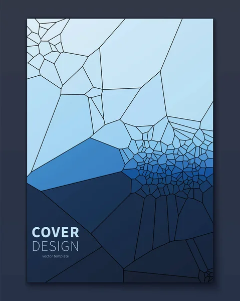 Minimale voronoi dekt ontwerp. Geometrische glasclusters met gradiënt kleur. Cool trendy abstract decor voor banne, poster, flyer etc. Vectorsjabloon — Stockvector