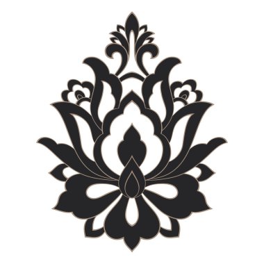 Vektör damaske elementi. İzole edilmiş, merkezi iltihaplanma. Klasik lüks eski moda İspanyol süsü, duvar kağıtları, tekstil, ambalaj...