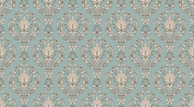 Vektör damaske sınır unsuru ve sayfa dekorasyonu. Klasik lüks sınır dekorasyonu. Tekstil, ambalaj vs. için kusursuz doku. Klasik, zarif, çiçekli barok şablonu.