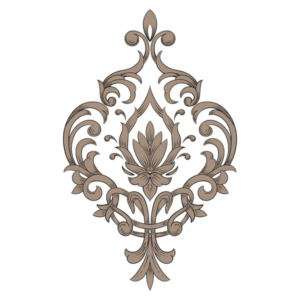 ベクトル・ダマスク・エレメント。孤立したダマスク中央のイラスト。古典的な豪華な昔ながらのダマスク装飾、壁紙、繊維、ラッピングのための王室の勝利のテクスチャ — ストックベクタ