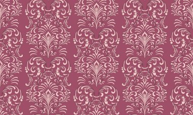 Damask kusursuz desen elementi. Vector klasik lüks, eski moda İspanyol süsü, duvar kağıtları, tekstil, ambalaj için kraliyet Victoria dönemi kusursuz dokusu. Klasik, zarif, çiçekli barok şablonu..