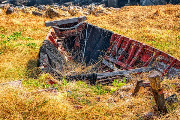 Этой Уникальной Фотографии Можете Увидеть Старую Сломанную Деревянную Рыбацкую Лодку — стоковое фото