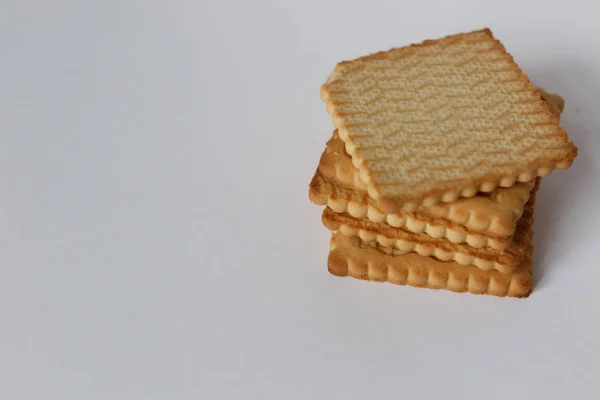 Shortbread cookies on a white background. Top view close up — Stock Photo, Image