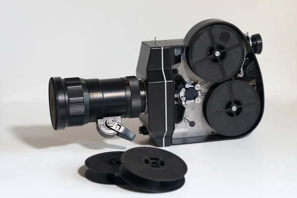 Movie camera, camera. Close up on a white background — Stock Photo, Image
