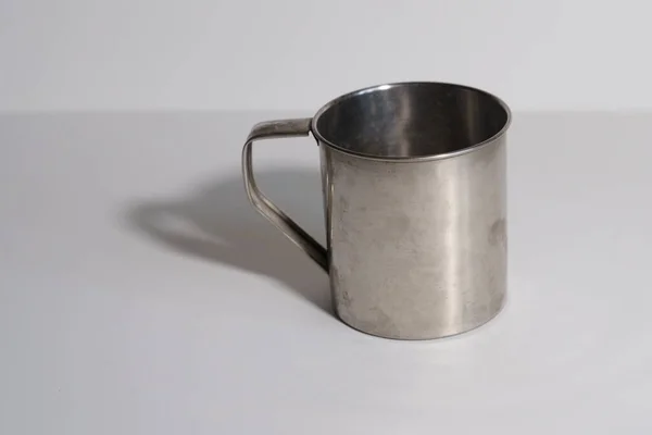 Metal mug. Close-up — 스톡 사진