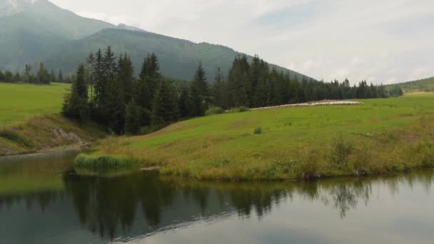 Berg Und Wiesenblick Der Hohen Tatra Slowakei — Stockvideo