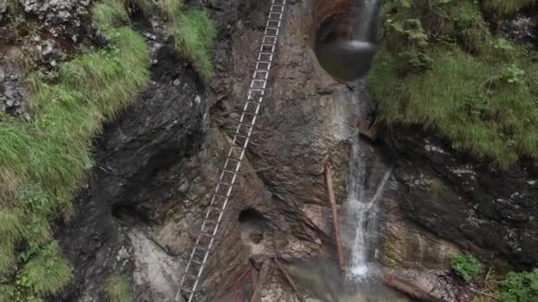 View Waterfall Slovak Paradise Slovakia Aero Video Shooting — Stock Video