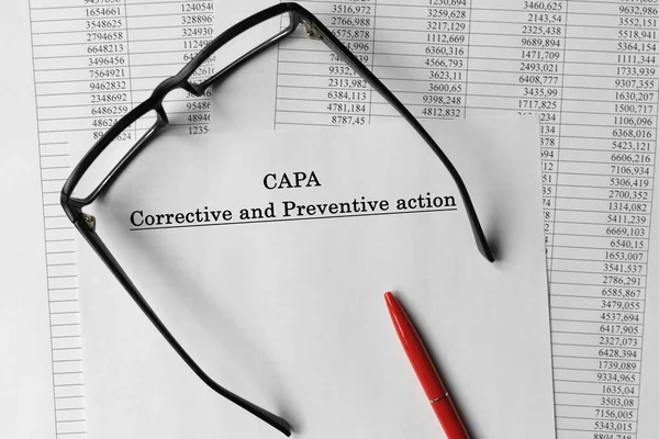 Capa Corrigerende Preventieve Actieplannen Document Tafel — Stockfoto