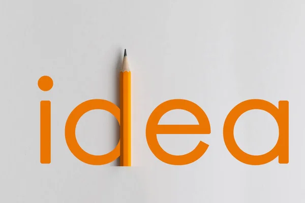 Интерактивная Композиция Оранжевого Карандаша Заменяет Оранжевые Слова Творческого Мышления Используемые — стоковое фото