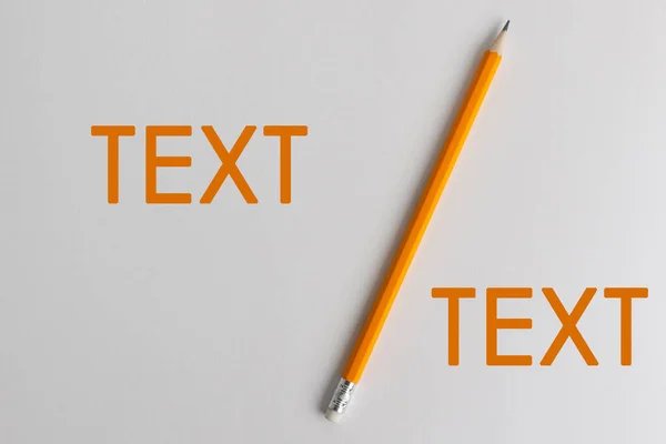 Narancssárga Ceruza Interaktív Fotóösszetételét Kreatív Gondolkodás Terét Szöveg Használják Oktatás — Stock Fotó