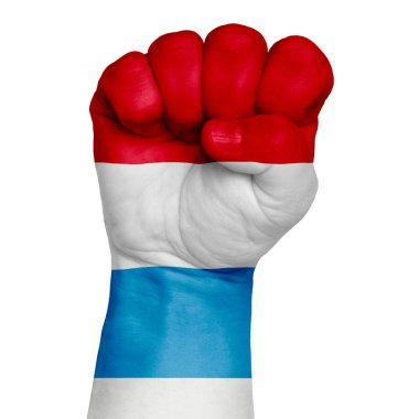 Lüksemburg bayrağının yumruğu, çok amaçlı konsept - beyaz arka planda izole edilmiş