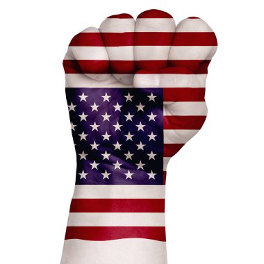 Amerikan bayrağının yumruğu, çok amaçlı konsept - beyaz arka planda izole edilmiş
