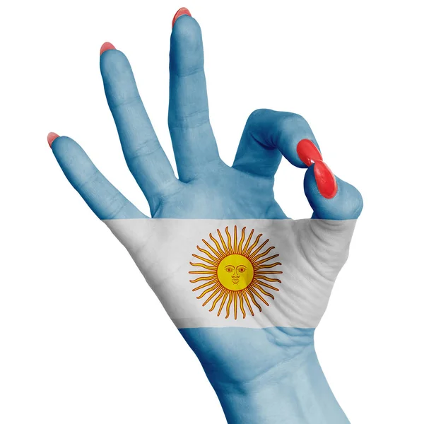 Hand Tecken Insvept Argentinas Flagga Bild Vit Bakgrund — Stockfoto