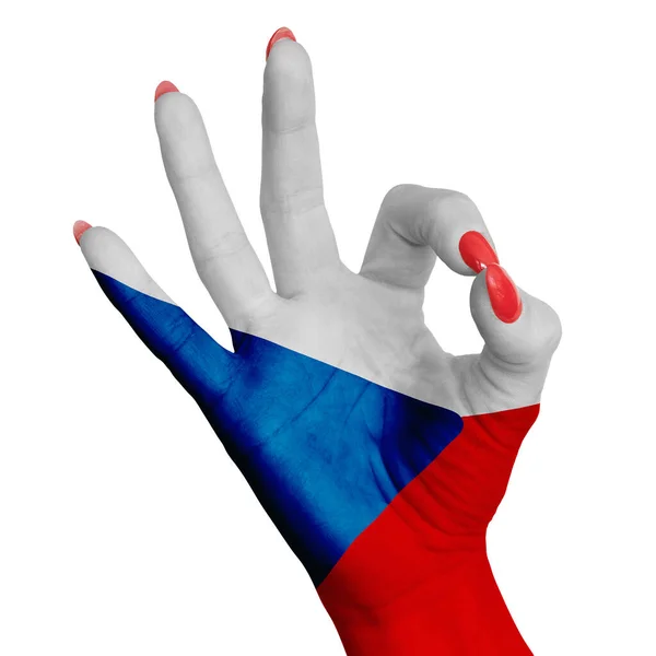 Знак Флаг Чешской Республики Раскрашенный Символ Лучшего Качества Позитивности Успеха — стоковое фото
