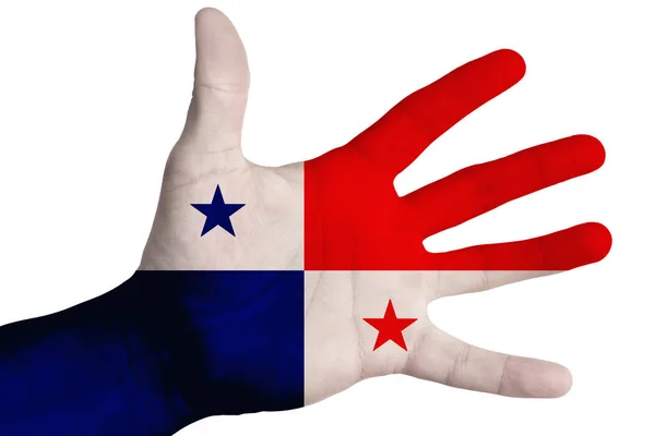 Palma Abierta Con Imagen Bandera Panamá Concepto Polivalente Imagen Sobre — Foto de Stock