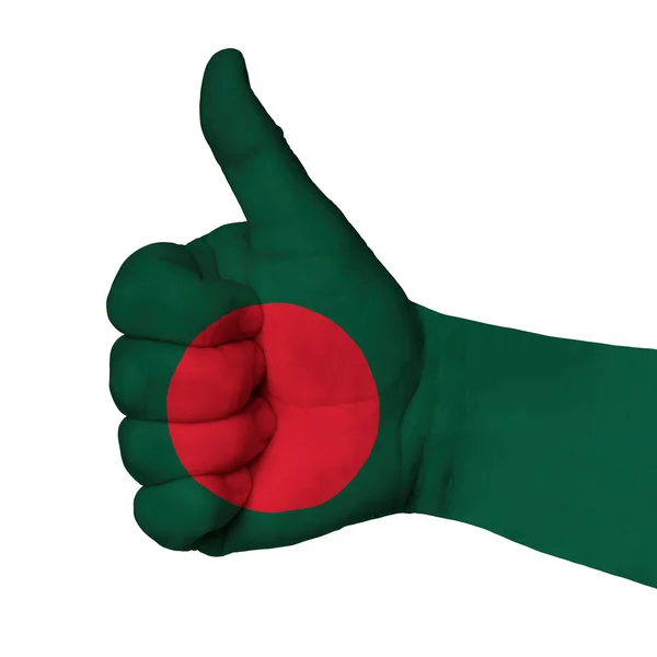 Hand Thumb Bangladesh Flag Painted Symbol Excellence Achievement Good Isolated — Stock Photo, Image