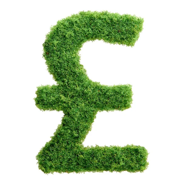 Grünes Gras eco britisches Pfund Währungssymbol isoliert Stockfoto