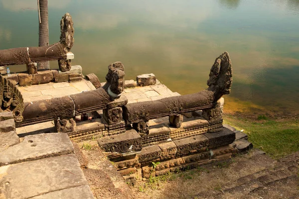 Vista Antiga Lago Themple Camboja — Fotografia de Stock