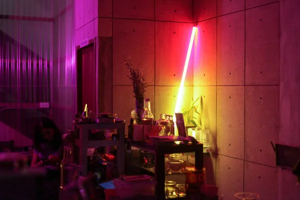 Neon lights, asian restaurant underground