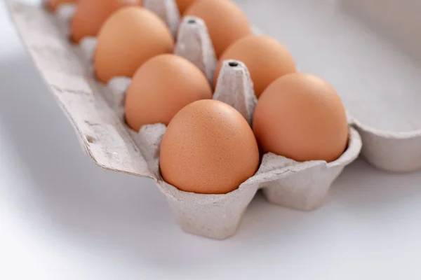 盘子里的鸡褐色蛋 — 图库照片