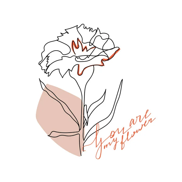 추상적으로 말해서, 파스텔 모양 과 글자 모양으로 꽃을 피우는 것 이 유행이다. Fashion typography slogan design You are my flower sign. — 스톡 벡터