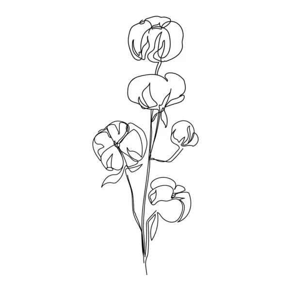 Модна Абстрактна Одна Лінія Бавовняна Квітка Безперервний Рядок Друку Текстилю — стоковий вектор