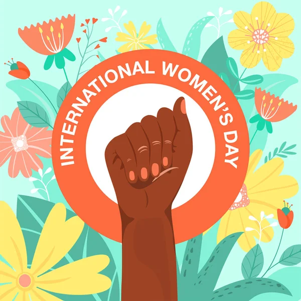 Internationale Vrouwendag Feminisme Meisjeskracht Concept Feminisme Symbool Vechten Tegen Afro — Stockvector