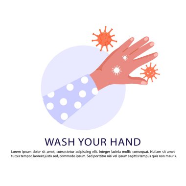 Koronavirüs enfeksiyonunu önlemek için ellerini sabunla yıkıyorsun. 2019-nCoV Coronavirus virüsünün yayılması için önlemler. Vektör illüstrasyonu.