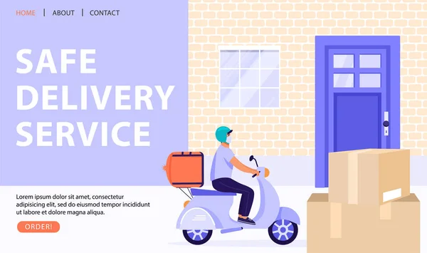 Concepto Servicio Entrega Segura Hombre Courier Scooter Caballo Con Caja — Archivo Imágenes Vectoriales