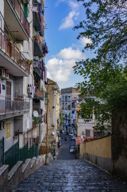 Napoli 'nin güzel şehrine bir bakın. İtalya.