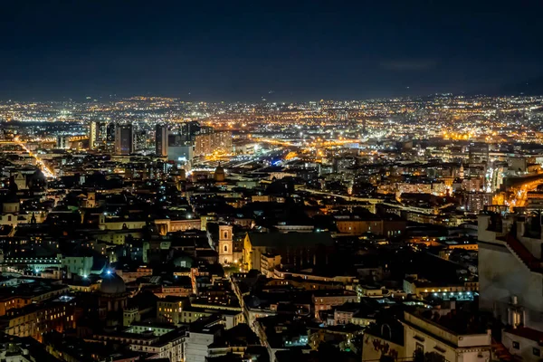 Titt Den Vackra Staden Neapel Italien Natten — Stockfoto